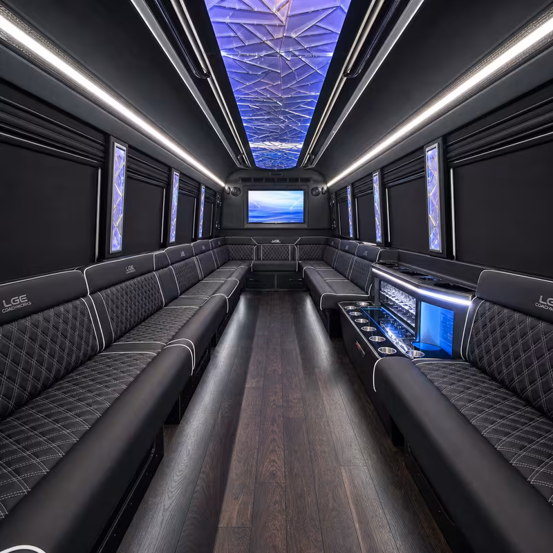 50 Passenger Party Bus Inside
