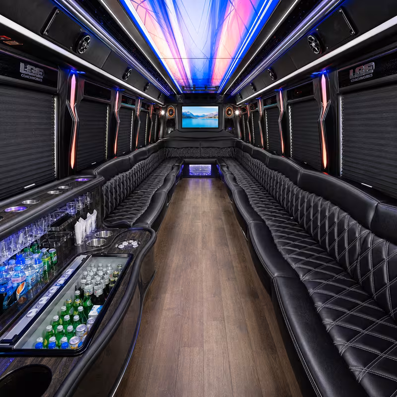 50 Passenger Party Bus Interior