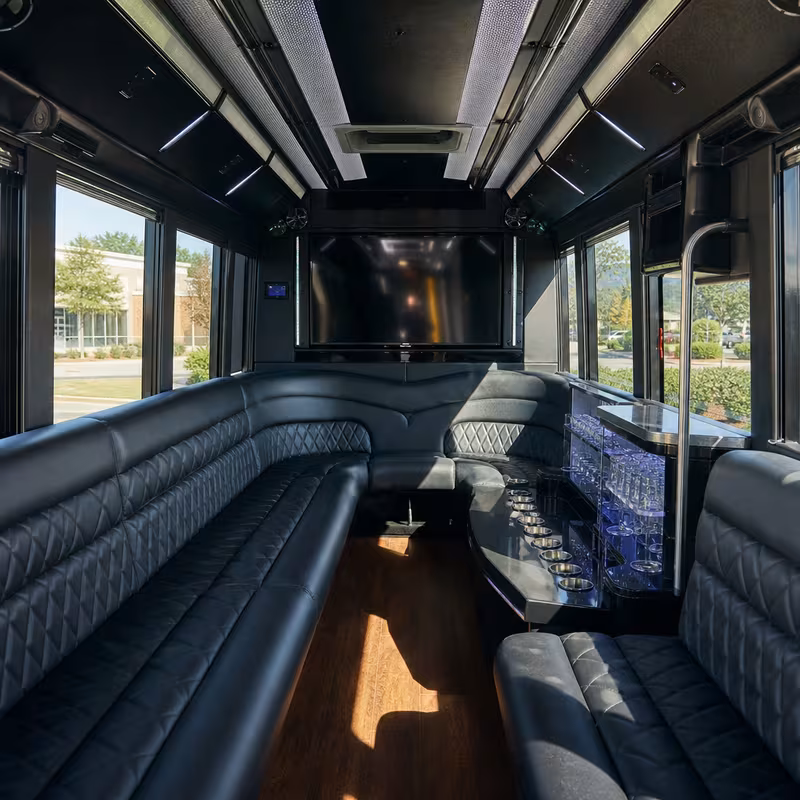 Passenger watching the Birmingham scenery during a regional party bus road trip