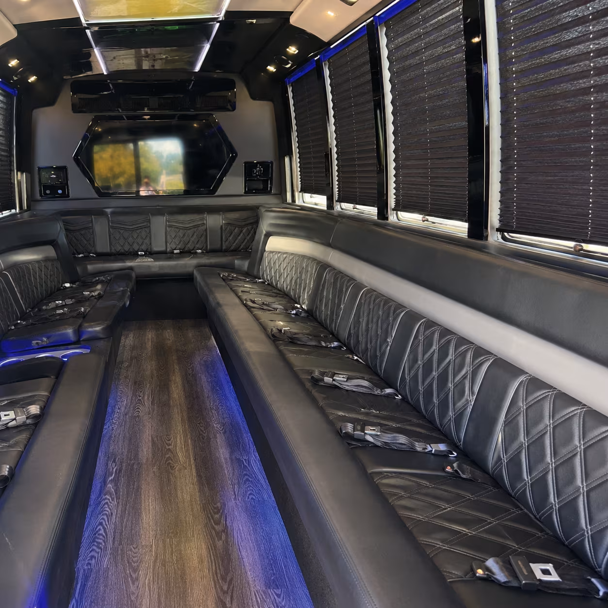 Birmingham Sporting Event Transportation party bus interior