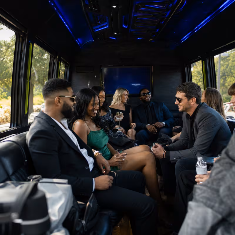 Black Mercedes Sprinter van staged for an Birmingham Private Event Transportation group